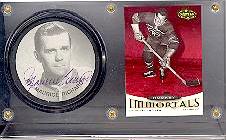 Maurice Richard autographed photo puck with card in acrylic holder